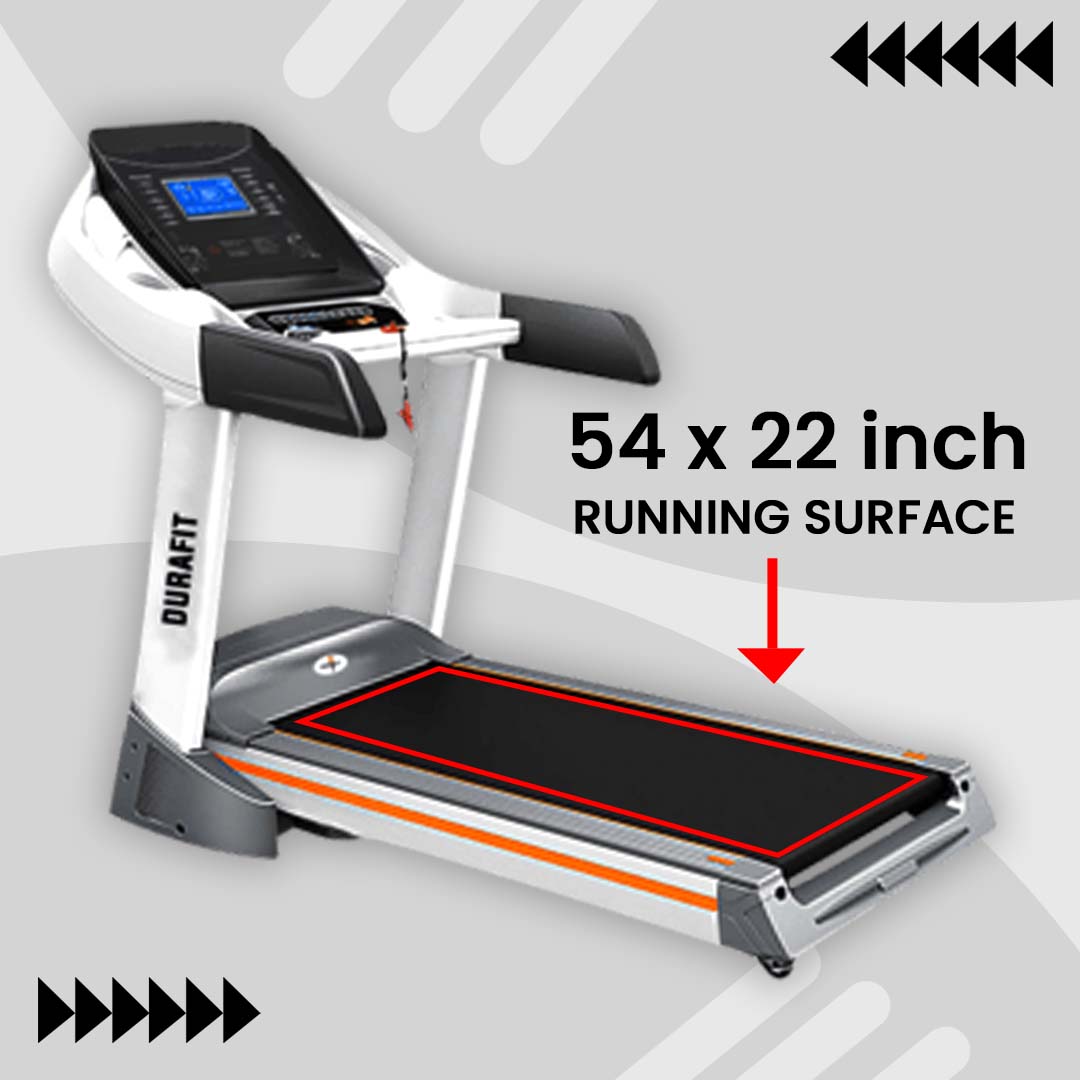 Durafit Ranger 7 HP Peak DC Motorized Treadmill Auto incline Home Cardio Max Speed 18 Km Hr Max User Weight 150 Kg Free doorstep installation Spring suspension Technology